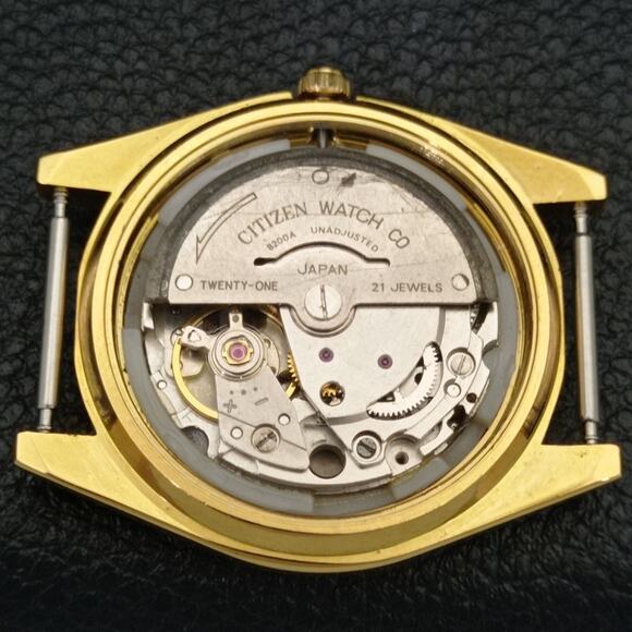 Vintage 1972 Citizen Automatic Mens Gold Watch W/daydate & Green accents - Picture 9 of 10